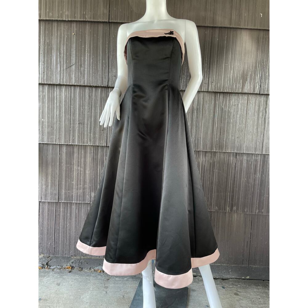 🔥VTG Y2K Scott McClintock Strapless Tea Length Fit & Flare Romantic Formal Dress